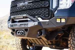 GMC Sierra 3500 Front Bumper - DV8 Offroad - Spec Series - Micro-texture black powder coat with satin black accents - `20-`23